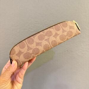 New‼️Coach Pencil Case In Signature Canvas CZ206 Gold/Tan/Brown